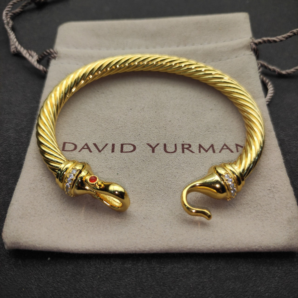 David Yurman 7mm Gold Diamond Hook Bracelet